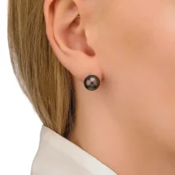 Pearl Stud Earrings|Majorica Earrings Lyra With 10Mm Tahiti Pearl