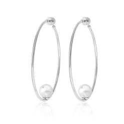 Pearl Hoop Earrings|Majorica Earrings Marianela Steel Big