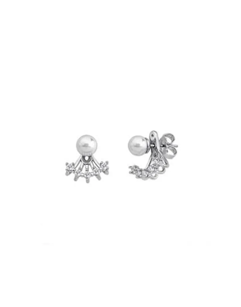 Short Earrings|Majorica Earrings Mood Silver With 6Mm White Pearl And Zircons