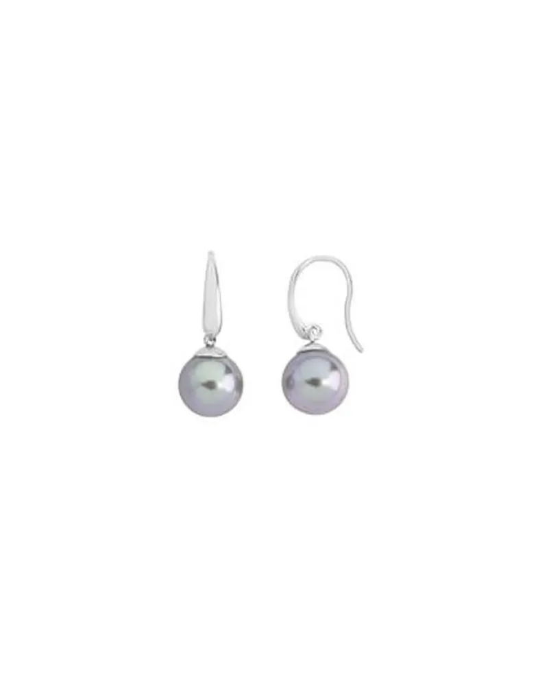 Pearl Drop Earrings|Majorica Earrings Nuada Silver With 10Mm Gray Pearl