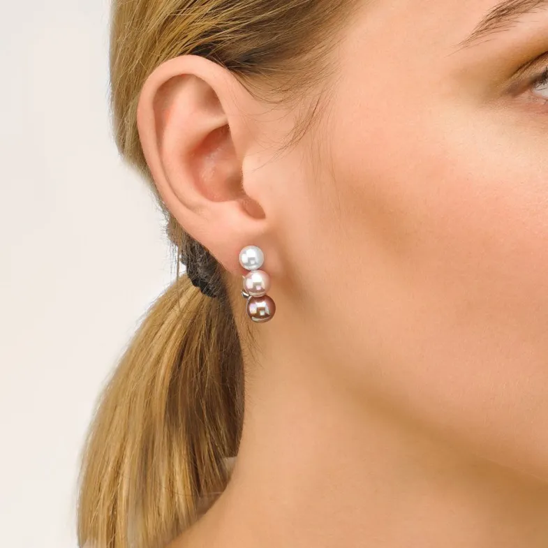 Short Earrings|Majorica Earrings Nuit Multicolored Pearls