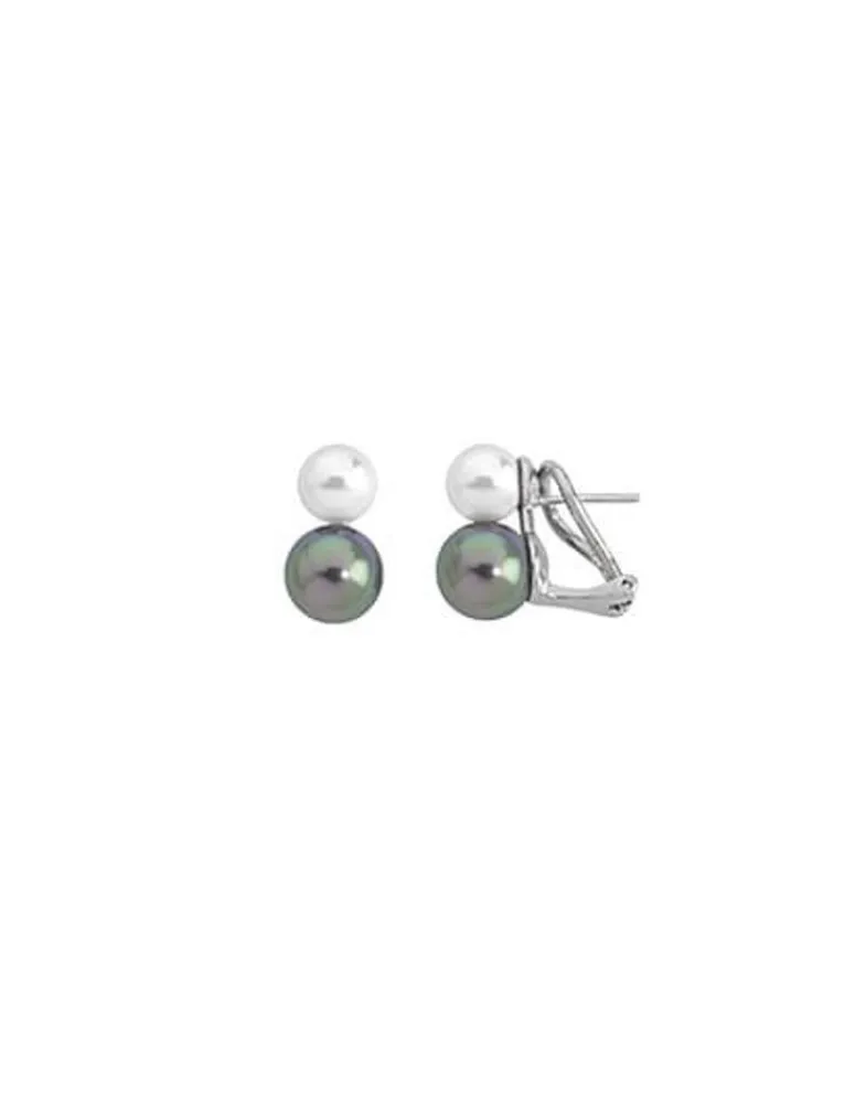 Short Earrings|Majorica Earrings Nuit White And Gray Pearls