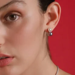 Short Earrings|Majorica Earrings Nuit White And Gray Pearls