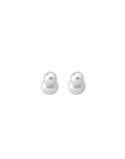 Short Earrings|Majorica Earrings Polar Silver With 8 And 12Mm White Pearls