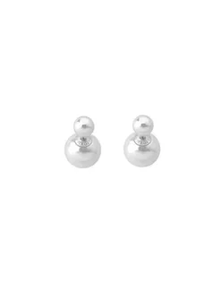 Short Earrings|Majorica Earrings Polar Silver With 8 And 16Mm White Pearls