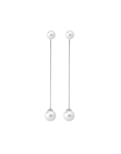 Pearl Drop Earrings|Majorica Earrings Rosa With 8 And 10Mm White Pearls