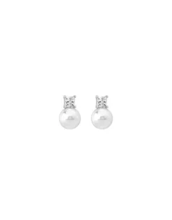Tu & Yo Earrings|Majorica Earrings Selene Silver With 10Mm White Pearl And Zircons