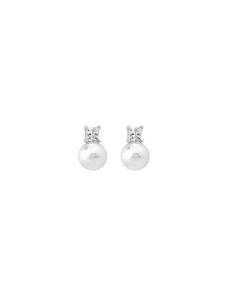 Tu & Yo Earrings|Majorica Earrings Selene Silver With 10Mm White Pearl And Zircons