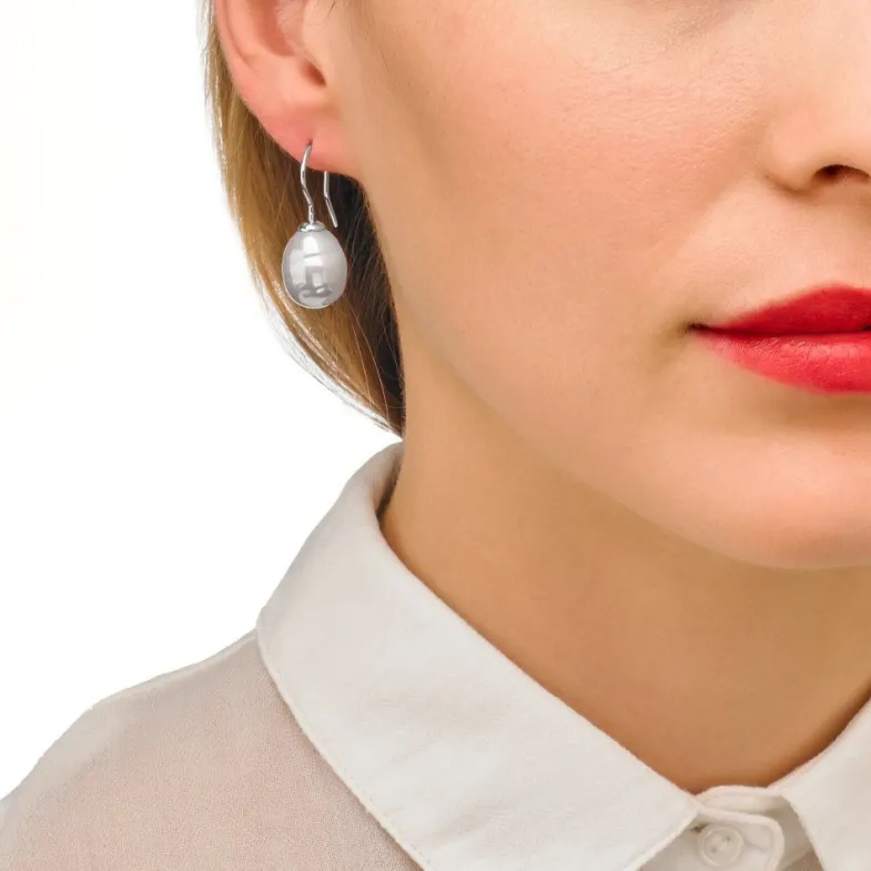 Pearl Drop Earrings|Majorica Earrings Tender Silver With 12Mm White Baroque Pearl