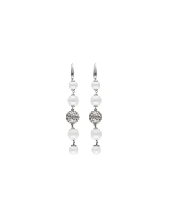 Pearl Drop Earrings|Majorica Eternal Earrings With Round Pearls And Cutwork Ball In Silver