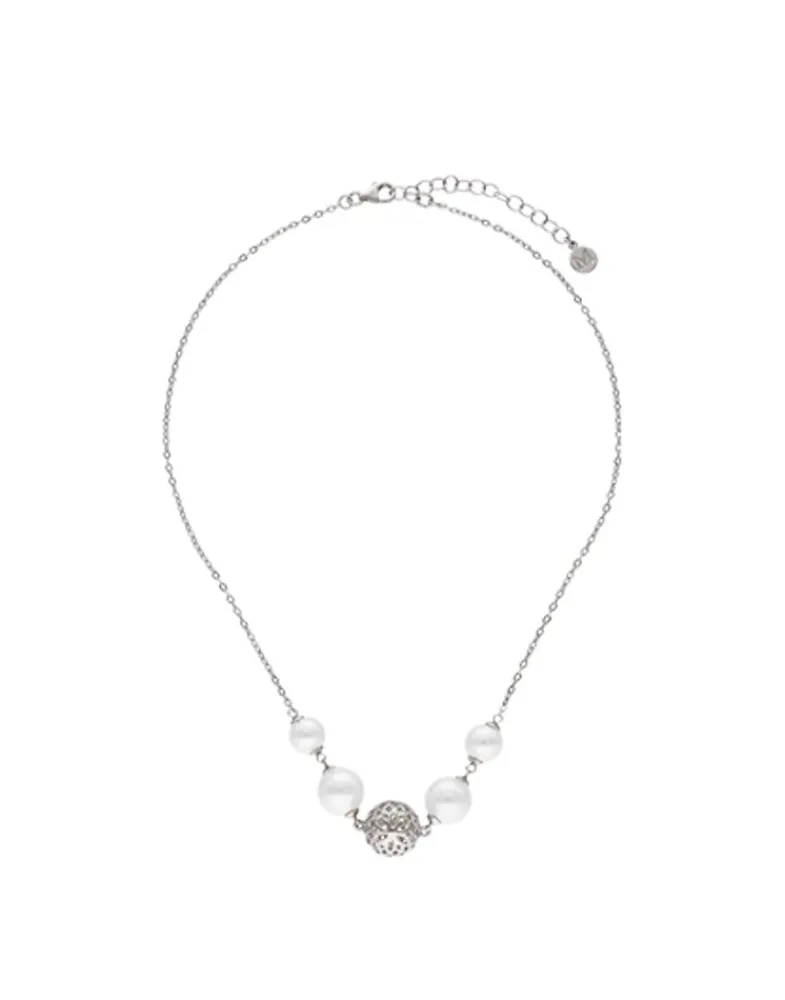 Wedding Necklaces|Majorica Eternal Necklace With Round Pearls And Cutwork Ball In Silver