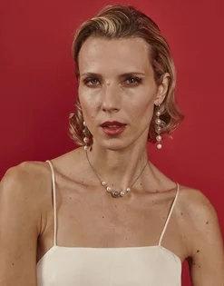 Wedding Necklaces|Majorica Eternal Necklace With Round Pearls And Cutwork Ball In Silver