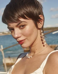 Wedding Necklaces|Majorica Eternal Necklace With Round Pearls And Cutwork Ball In Silver