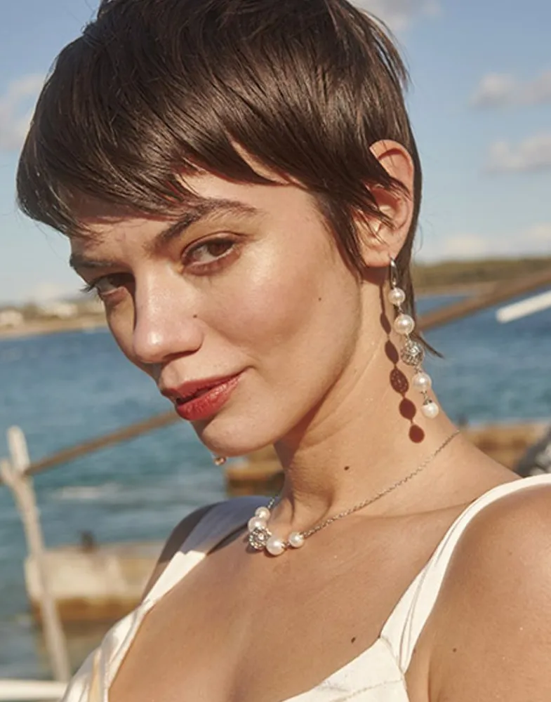 Wedding Necklaces|Majorica Eternal Necklace With Round Pearls And Cutwork Ball In Silver