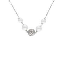 Wedding Necklaces|Majorica Eternal Necklace With Round Pearls And Cutwork Ball In Silver