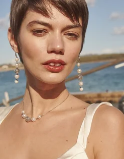 Wedding Necklaces|Majorica Eternal Necklace With Round Pearls And Cutwork Ball In Silver