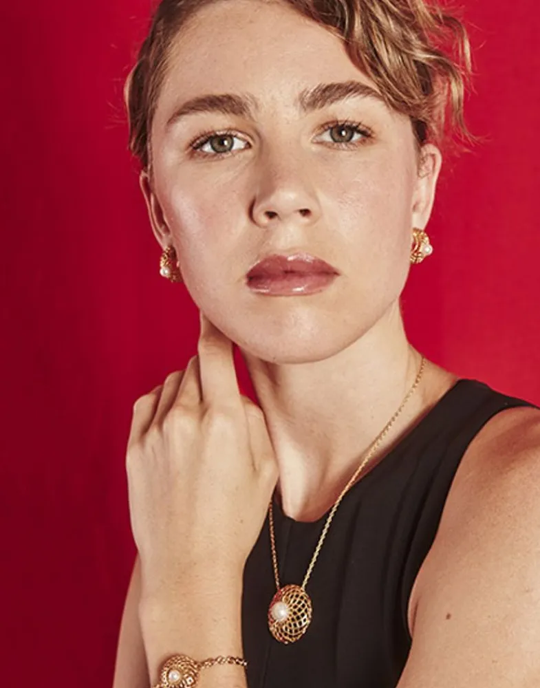 Pendants With Chain|Majorica Etna Necklace In Gold-Plated Silver And Round Pearl 42Cm