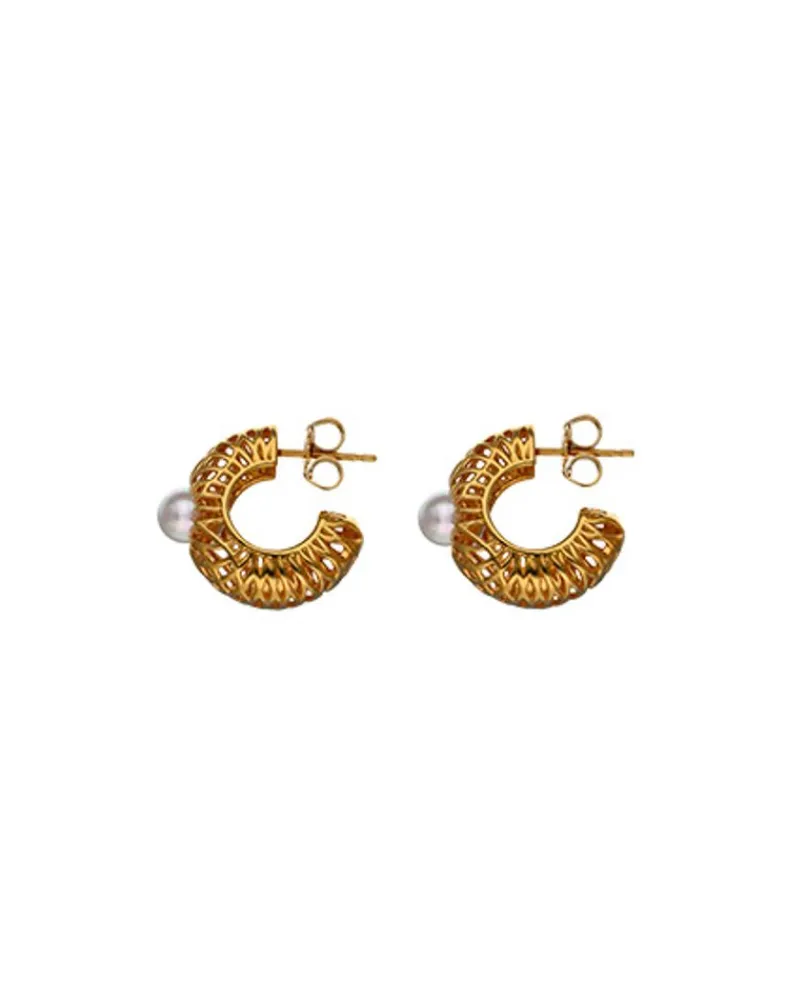 Pearl Hoop Earrings|Majorica Etna Small Hoop Earrings In Gold-Plated Silver