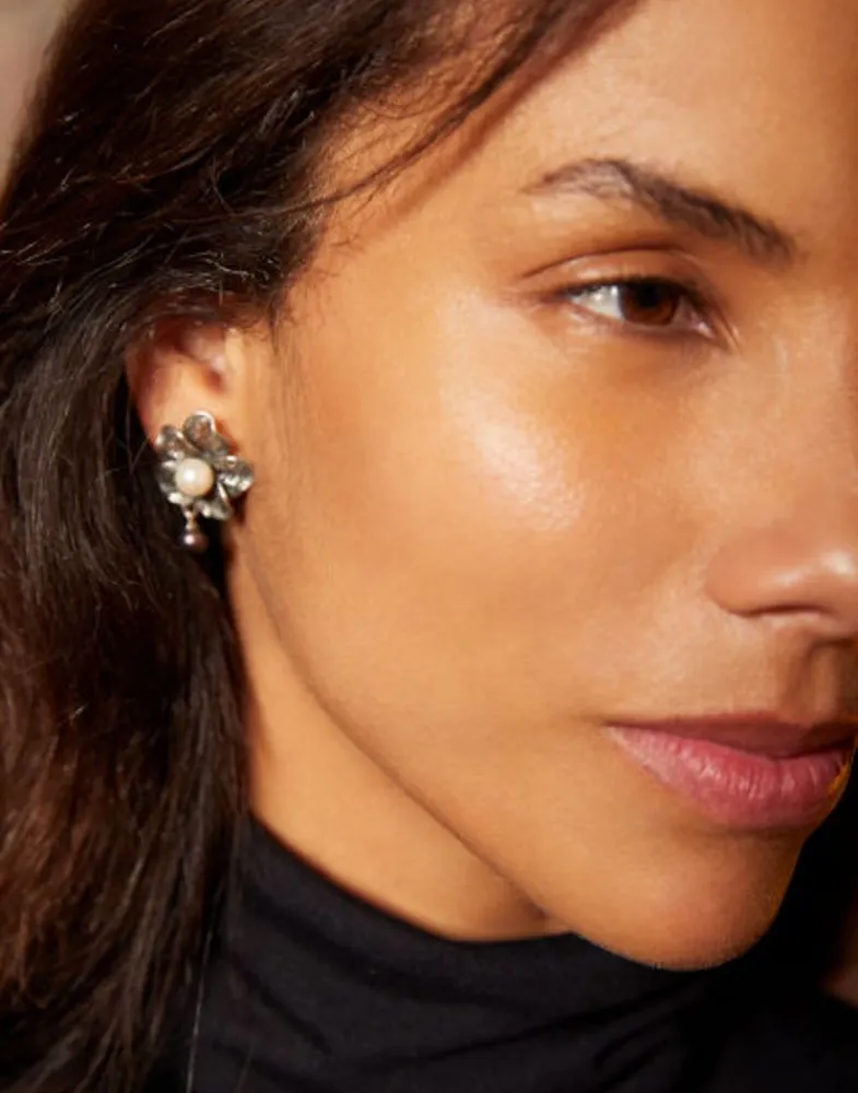 Pearl Drop Earrings|Majorica Filigree Flower Earrings Peregrina With Hanging Pearl