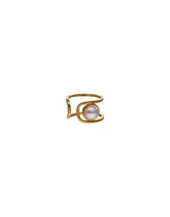 Medium-Sized Rings|Majorica Gold Atenea Ring With Half Pearl