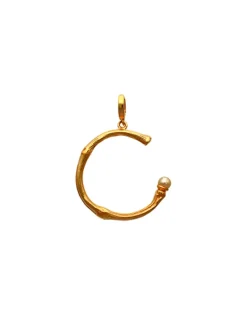 Pendants With Chain|Majorica Golden Bamboo Pendant With Champagne-Coloured Pearl