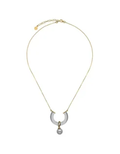Pendants With Chain|Majorica Golden Necklace With Ayla Pendant In High-Resistance Glass