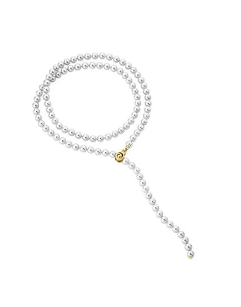 Long Pearl Necklaces|Majorica Golden Silver Necklace Lyra 8Mm 90Cm