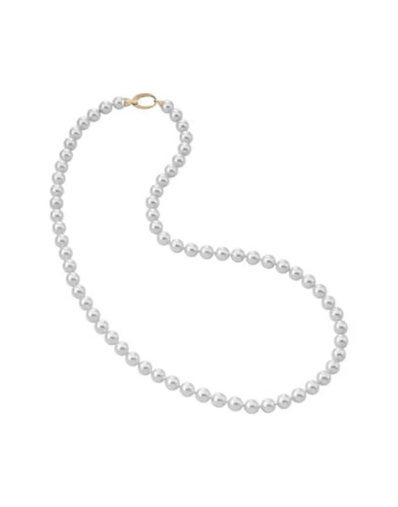 Long Pearl Necklaces|Majorica Golden Silver Necklace Lyra 10Mm 60Cm