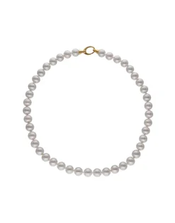 Long Pearl Necklaces|Majorica Golden Silver Necklace Lyra 10Mm 45Cm