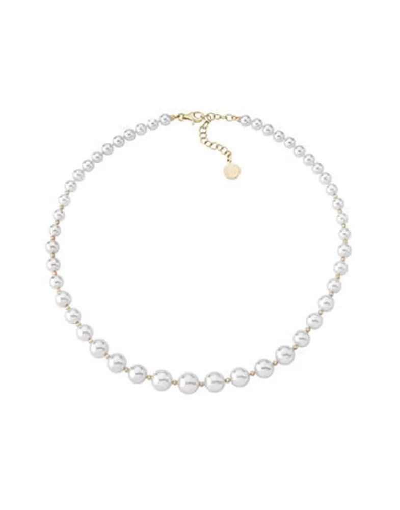Long Pearl Necklaces|Majorica Golden Silver Necklace Lyra 6/10Mm 43Cm