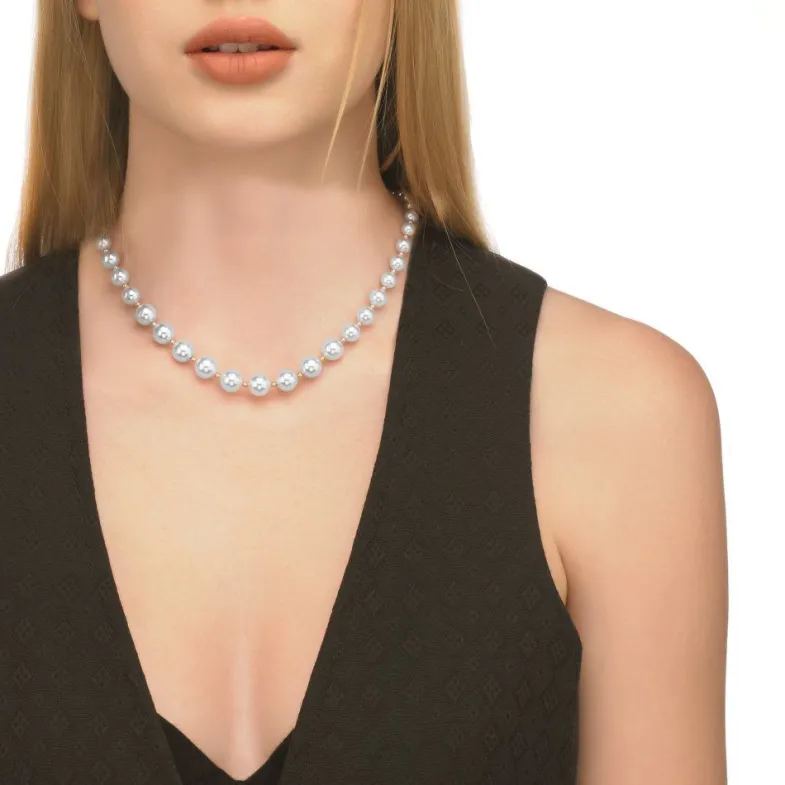 Long Pearl Necklaces|Majorica Golden Silver Necklace Lyra 6/10Mm 43Cm