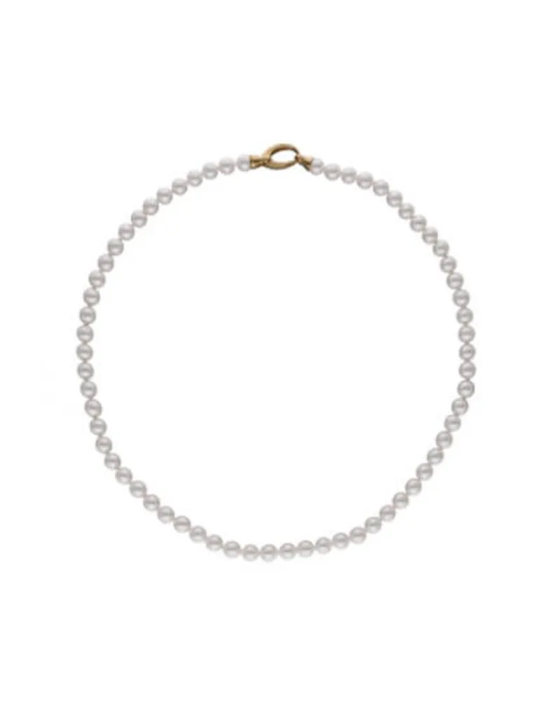 Long Pearl Necklaces|Majorica Golden Silver Necklace Lyra 7Mm 45Cm