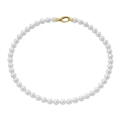 Long Pearl Necklaces|Majorica Golden Silver Necklace Lyra 7Mm 45Cm