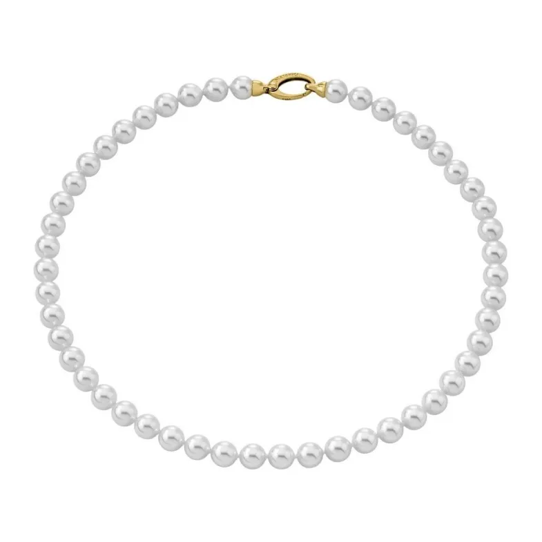 Long Pearl Necklaces|Majorica Golden Silver Necklace Lyra 7Mm 45Cm