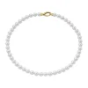 Long Pearl Necklaces|Majorica Golden Silver Necklace Lyra 8Mm 45Cm