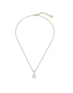 Pendants With Chain|Majorica Golden Silver Pendant Selene With 10Mm White Pearl And Zircons