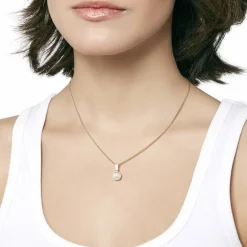 Pendants With Chain|Majorica Golden Silver Pendant Selene With 10Mm White Pearl And Zircons