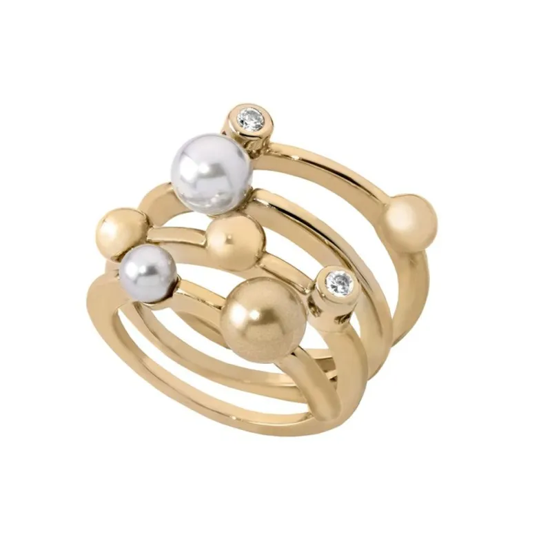 Gold Rings|Majorica Golden Silver Ring Cercle