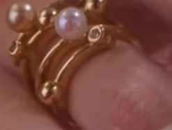 Gold Rings|Majorica Golden Silver Ring Cercle
