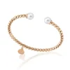Bangle Bracelets|Majorica Golden Steel Bangle Carmen With White Pearls