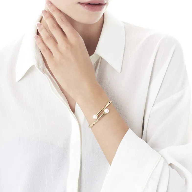 Bangle Bracelets|Majorica Golden Steel Bangle Galatea