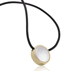 Leather Necklaces|Majorica Golden Steel Pendant Coppelia