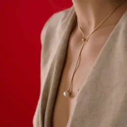 Pearl Chain Necklaces|Majorica Golden Steel Short Necklace Aura