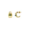 Pearl Hoop Earrings|Majorica Gold Feme Small Hoop Earrings With Pearls And Green Agates