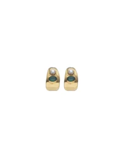 Pearl Hoop Earrings|Majorica Gold Feme Small Hoop Earrings With Pearls And Green Agates