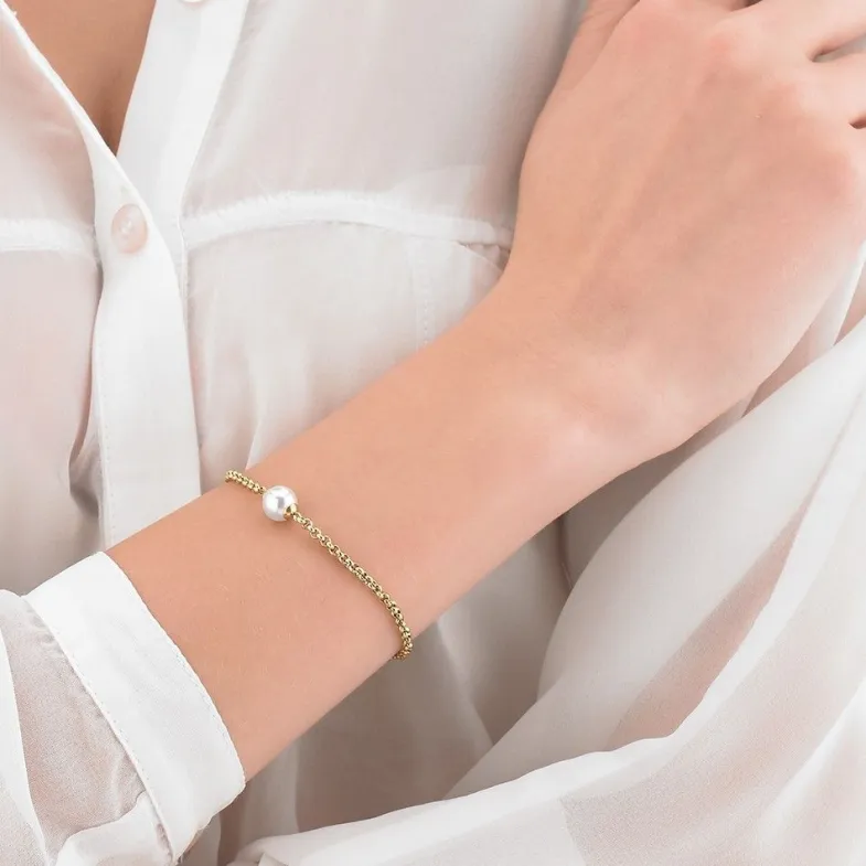 Chain Bracelets|Majorica Gold Plated Chain Bracelet Nuada In Steel And White Pearl