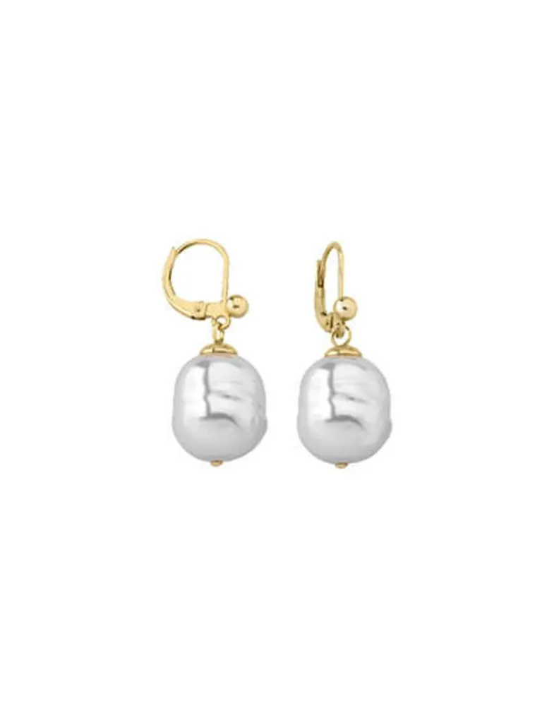 Pearl Drop Earrings|Majorica Gold Plated Earrings Agora With 12Mm White Pearl