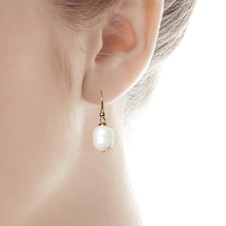 Pearl Drop Earrings|Majorica Gold Plated Earrings Agora With 12Mm White Pearl