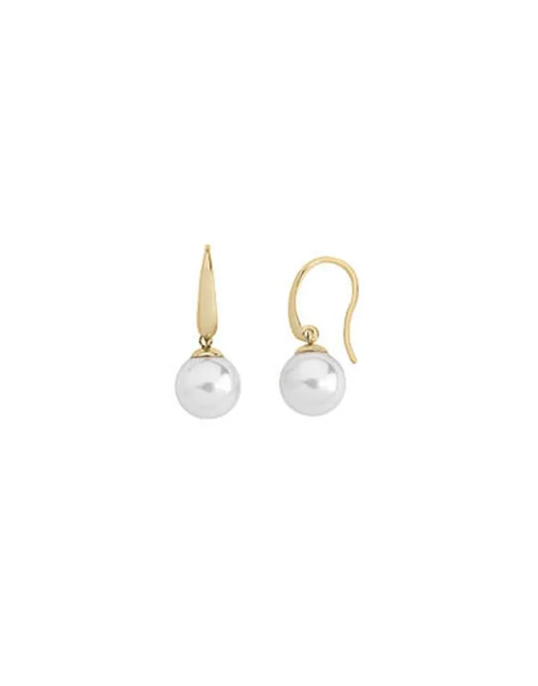 Pearl Drop Earrings|Majorica Gold Plated Earrings Nuada With 10Mm White Pearl