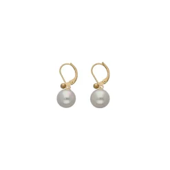 Pearl Drop Earrings|Majorica Gold Plated Earrings Nuada With 10Mm White Pearl French Clasp